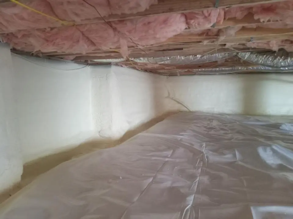 Crawl space encapsulation with closed-cell spray foam for Roof Waterproofing in Littleton
